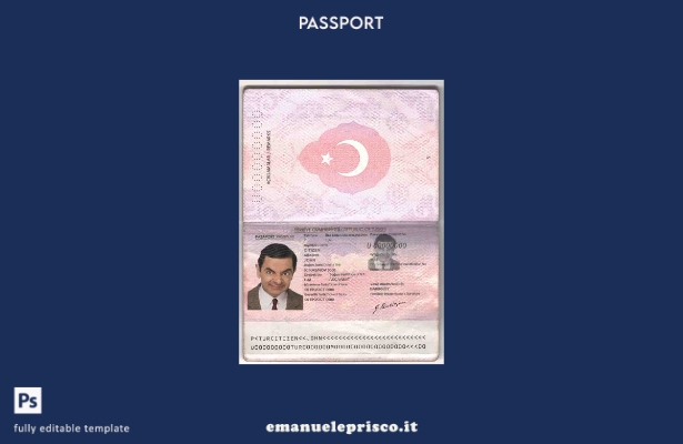 stile verificato vecchio modello di passaporto turco